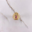 Anillo Virgen de Guadalupe Silueta 7.4gr / T6 3/4 / Circones Blancos Verdes Fucsias Oro Amarillo $