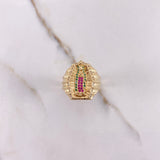 Anillo Virgen de Guadalupe Silueta 8.45gr / T8 / Circones Blancos Verdes Fucsias Oro Amarillo $