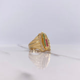 Anillo Virgen de Guadalupe Silueta 7.4gr / T6 3/4 / Circones Blancos Verdes Fucsias Oro Amarillo $