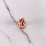 Anillo Virgen de Guadalupe Silueta 7.2gr / T7 3/4 / Circones Blancos Azules Fucsias Oro Rosa $