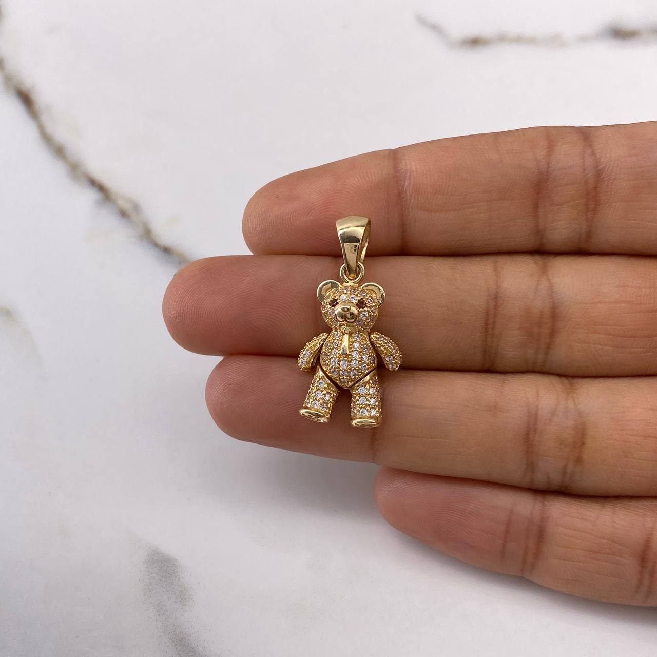 Dije Oso Articulado Corbata 4.5gr / 3cm / Circones Blancos Cafes Oro Amarillo $