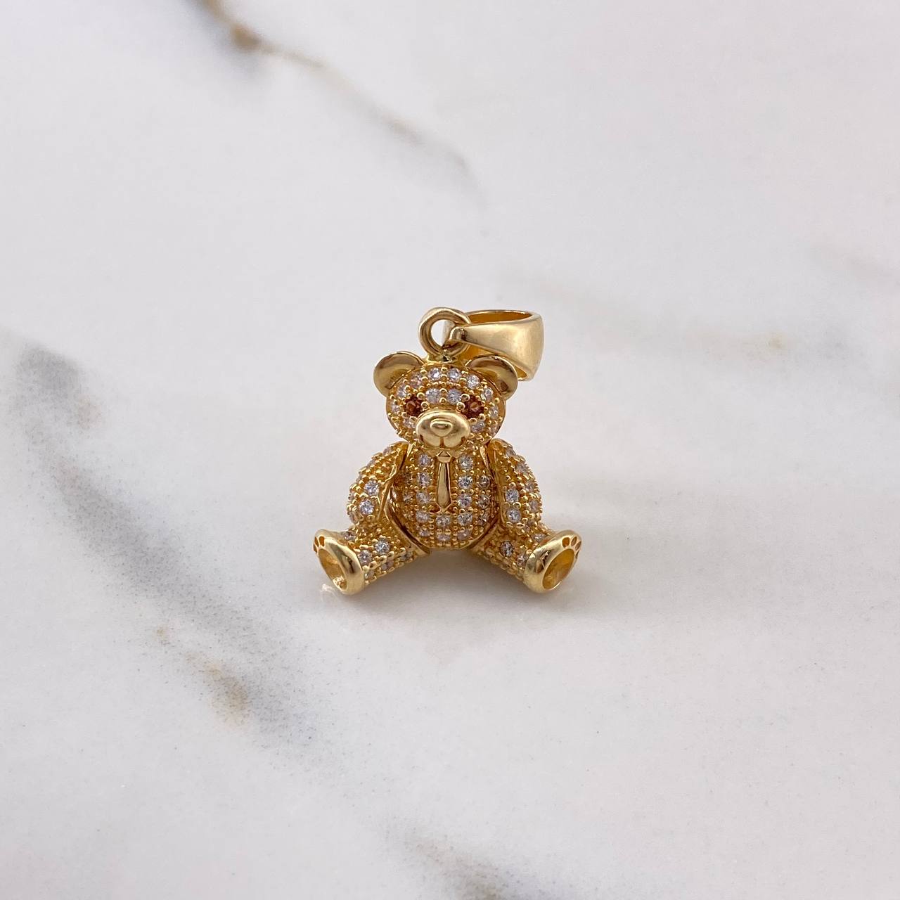 Dije Oso Articulado Corbata 4.5gr / 3cm / Circones Blancos Cafes Oro Amarillo $