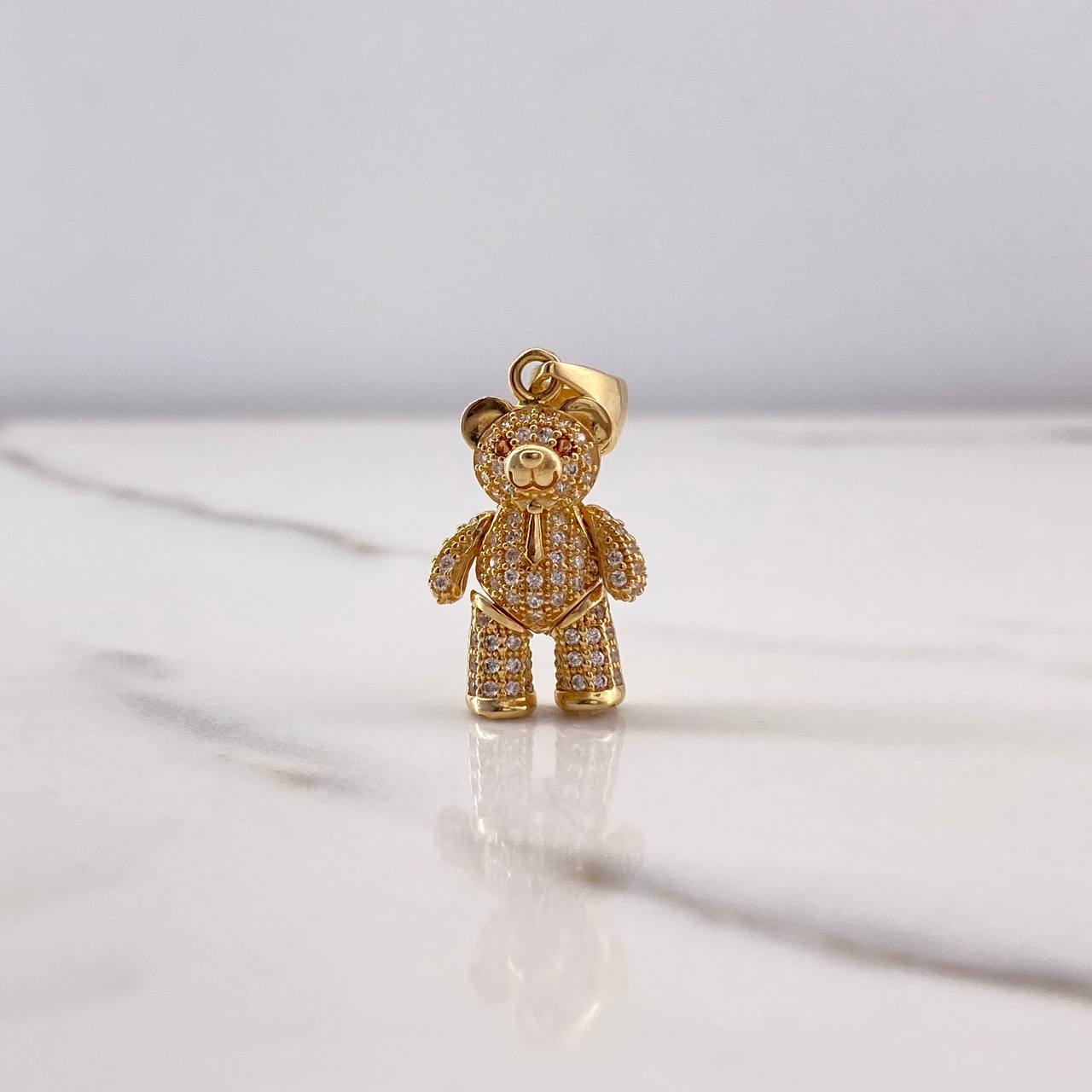 Dije Oso Articulado Corbata 4.5gr / 3cm / Circones Blancos Cafes Oro Amarillo $