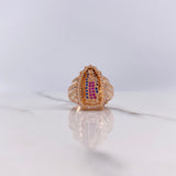 Anillo Virgen de Guadalupe Silueta 6.7gr / T6 1/2 / Circones Blancos Azules Fucsias Oro Rosa $