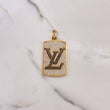 Dije Placa Rectangular LV 28gr / 5.6cm / Circones Blancos Negros Oro Amarillo $