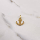Dije Ancla 1.55gr / 2.3cm / Circones Blancos Oro Amarillo $