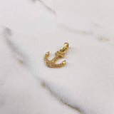 Dije Ancla 1.55gr / 2.3cm / Circones Blancos Oro Amarillo $