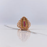 Anillo Virgen de Guadalupe Silueta 6.9gr / T7 3/4 / Circones Blancos Verdes Fucsias Oro Rosa $