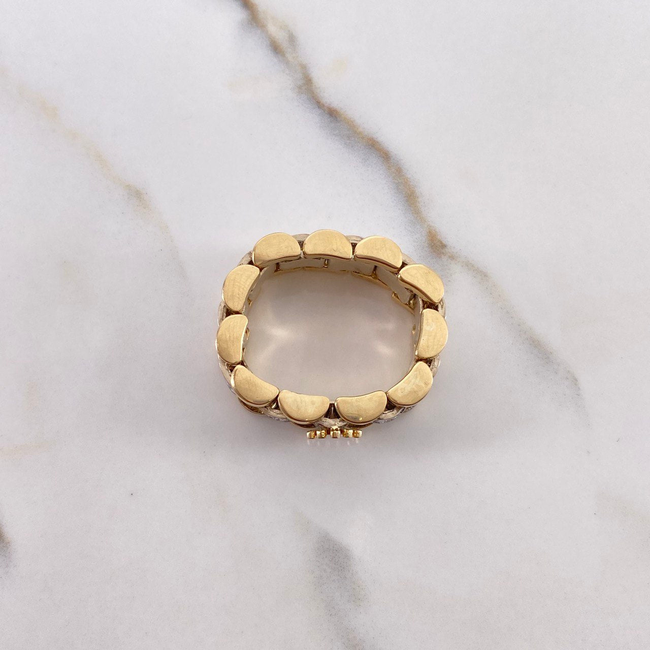 Anillo Correa Corona 18.85gr / T13 1/4 / Articulado Circones Blancos Dos Oros Amarillo Blanco $