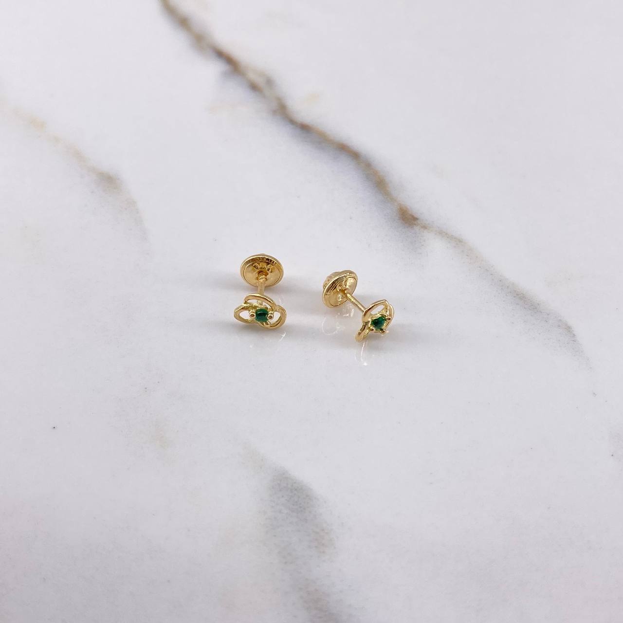 Topos Tres Aros 0.65gr / Circon Verde Oro Amarillo $