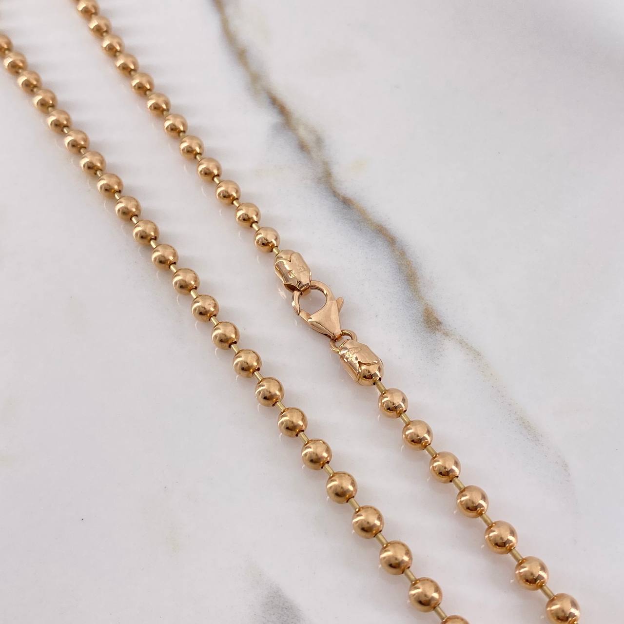 Cadena Militar 22.4gr / 50cm / 3.75mm Bolas Lisas Oro Rosa +3 $