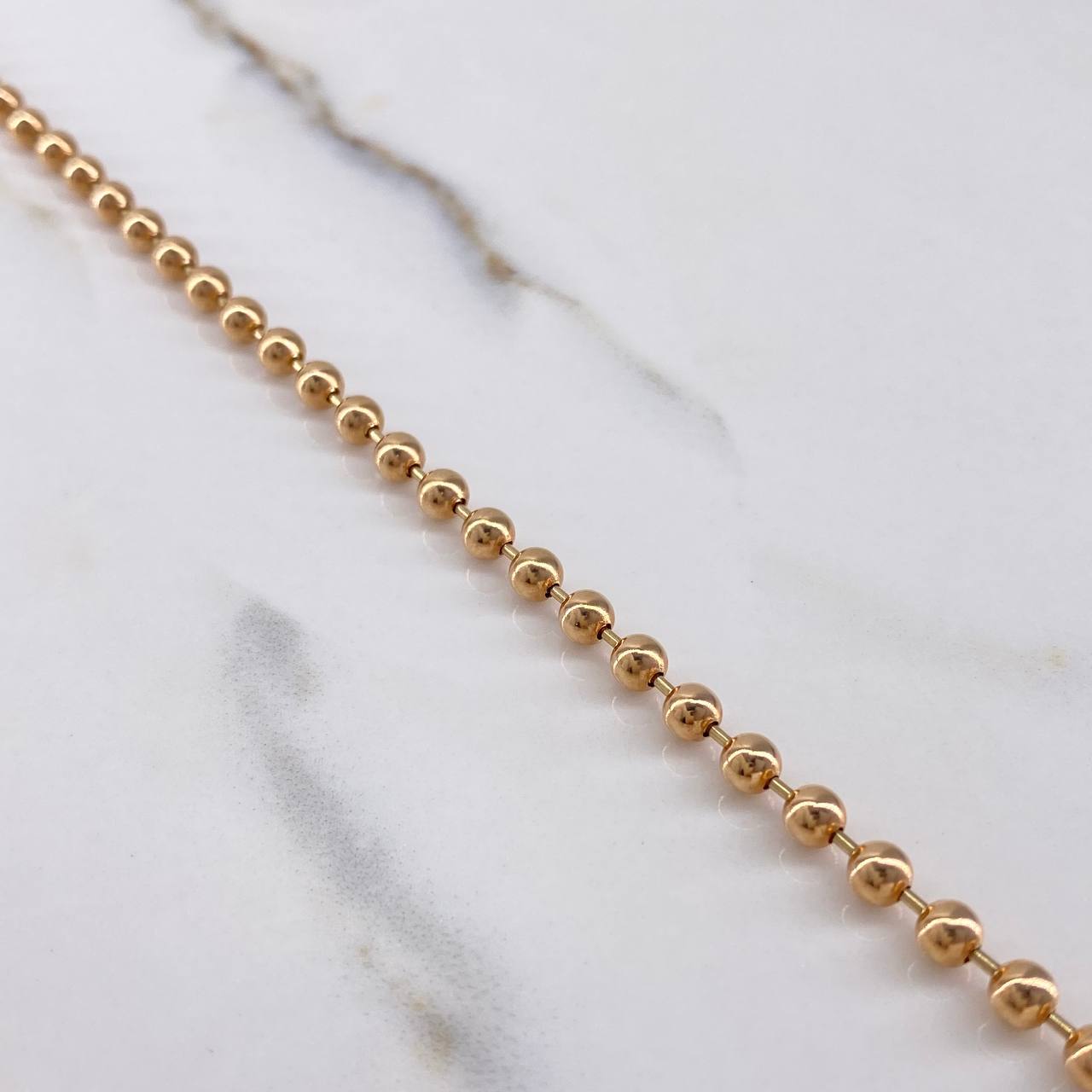 Cadena Militar 22.4gr / 50cm / 3.75mm Bolas Lisas Oro Rosa +3 $