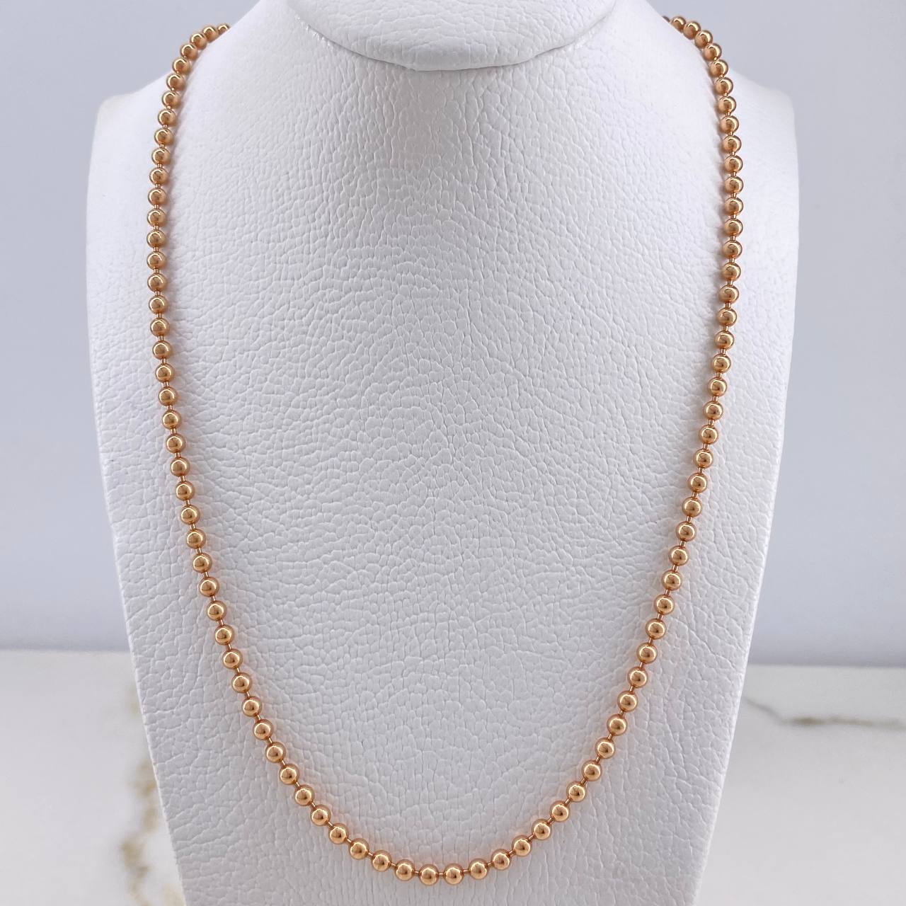 Cadena Militar 26.2gr / 70cm / 3mm Bolas Lisas Oro Rosa +3 $