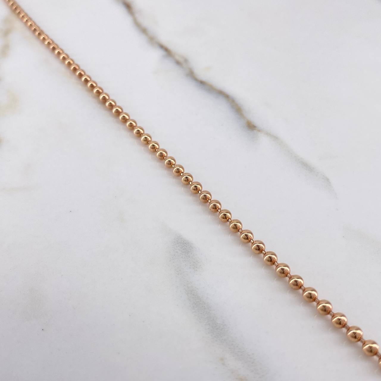 Cadena Militar 26.2gr / 70cm / 3mm Bolas Lisas Oro Rosa +3 $