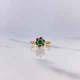 Anillo Flor 3.2gr / T7 1/4 / Circones Verdes Oro Amarillo $