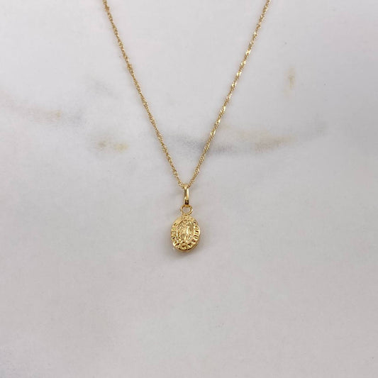 Cadena Singapur 0.75gr / 45cm + Dije Virgen Milagrosa 0.25gr / 1.5cm / Oro Amarillo (Oferta) $