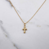 Cadena Singapur 0.85gr / 50cm + Dije Cruz Anj 0.4gr / 2cm / Oro Amarillo (Oferta) $