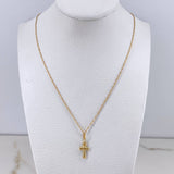 Cadena Singapur 0.85gr / 50cm + Dije Cruz Anj 0.4gr / 2cm / Oro Amarillo (Oferta) $