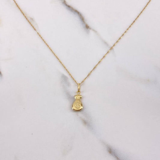 Cadena Singapur 0.9gr / 50cm + Dije Bolsa Dinero 0.45gr / 2cm / Oro Amarillo (Oferta) $