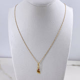 Cadena Singapur 0.75gr / 45cm + Dije Pie Circon Fucsia 0.25gr / 1.8cm / Oro Amarillo (Oferta) $