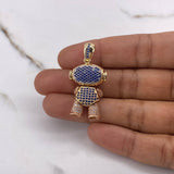 Dije Astronauta 10.35gr / 3.7cm / Circones Blancos Azules Tres Oros (Oferta) &