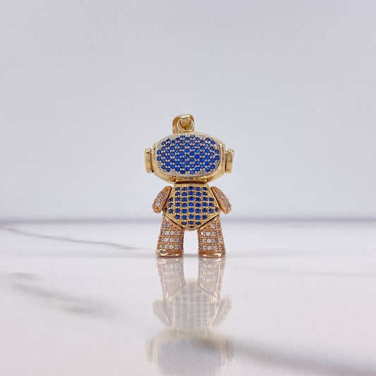 Dije Astronauta 10.35gr / 3.7cm / Circones Blancos Azules Tres Oros (Oferta) &