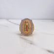 Anillo Virgen Guadalupe 15.65gr / T10 3/4 / Circones Blancos Verdes Fucsias Tres Oros $