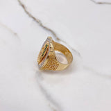 Anillo Virgen Guadalupe 15.65gr / T10 3/4 / Circones Blancos Verdes Fucsias Tres Oros $