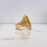 Anillo Virgen Guadalupe 15.65gr / T10 3/4 / Circones Blancos Verdes Fucsias Tres Oros $