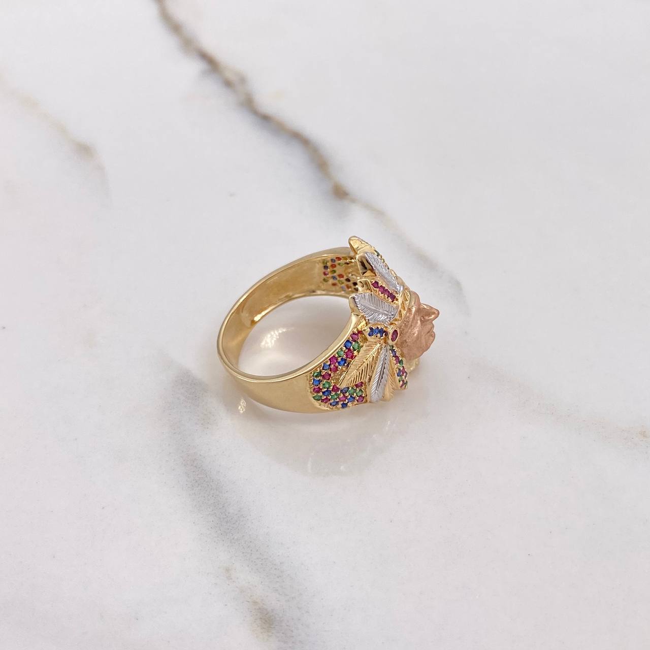 Anillo Indio 8.4gr / T9 1/4 / Circones Colores Tres Oros $
