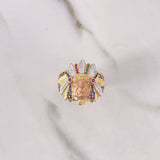 Anillo Indio 8.4gr / T9 1/4 / Circones Colores Tres Oros $