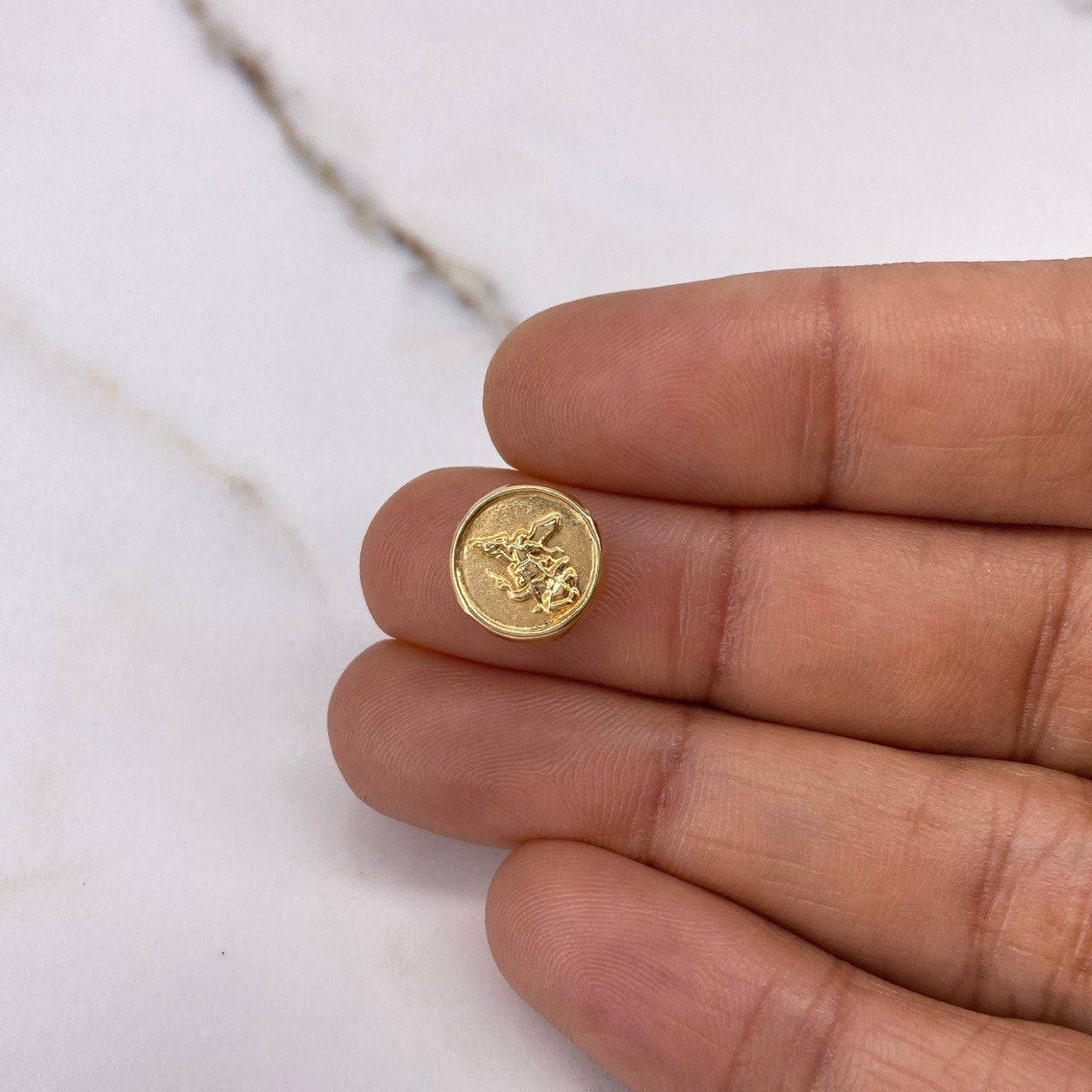 Herraje San Miguel Arcángel Tambor 0.55gr / 1cm / Troquelado Oro Amarillo $