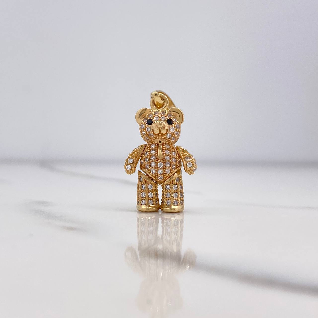 Dije Oso Articulado Corbata 4.55gr / 3cm / Circones Blancos Negros Oro Amarillo $