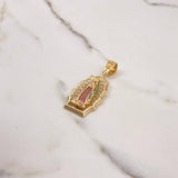 Dije Virgen de Guadalupe 7.8gr / 4.7cm / Circones Blancos Verdes Fucsias Oro Amarillo $