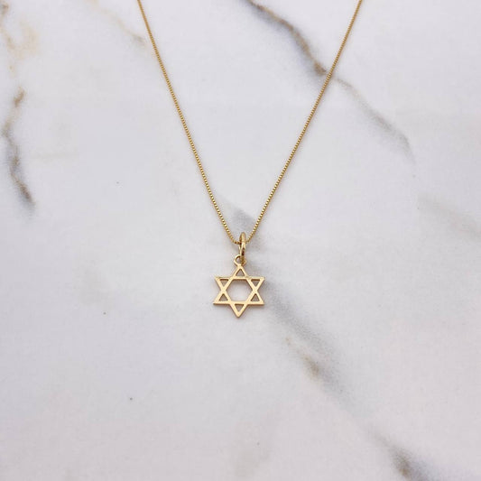 Cadena Veneciana 1.4gr / 50cm + Dije Estrella De David 0.45gr / 1.6cm / Oro Amarillo (Oferta) $
