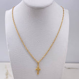 Cadena Singapur 1.8gr / 40cm + Dije Cruz 0.4gr / 2cm / Oro Amarillo (Oferta) $