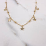Cadena Aro seguido Estrellas 2.7gr / 45cm / 2mm Bolas Diamantadas Oro Amarillo +3 $