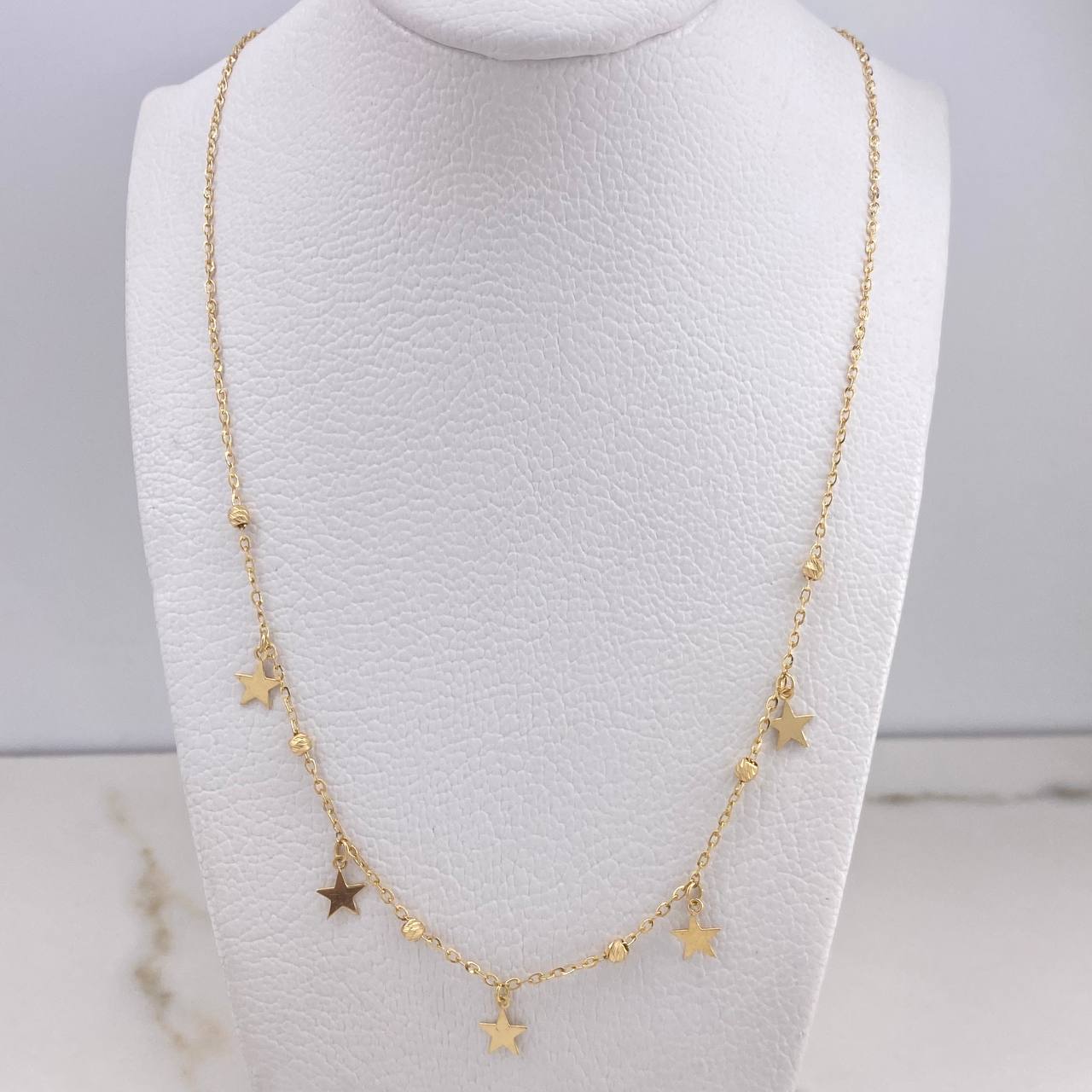 Cadena Aro seguido Estrellas 2.7gr / 45cm / 2mm Bolas Diamantadas Oro Amarillo +3 $