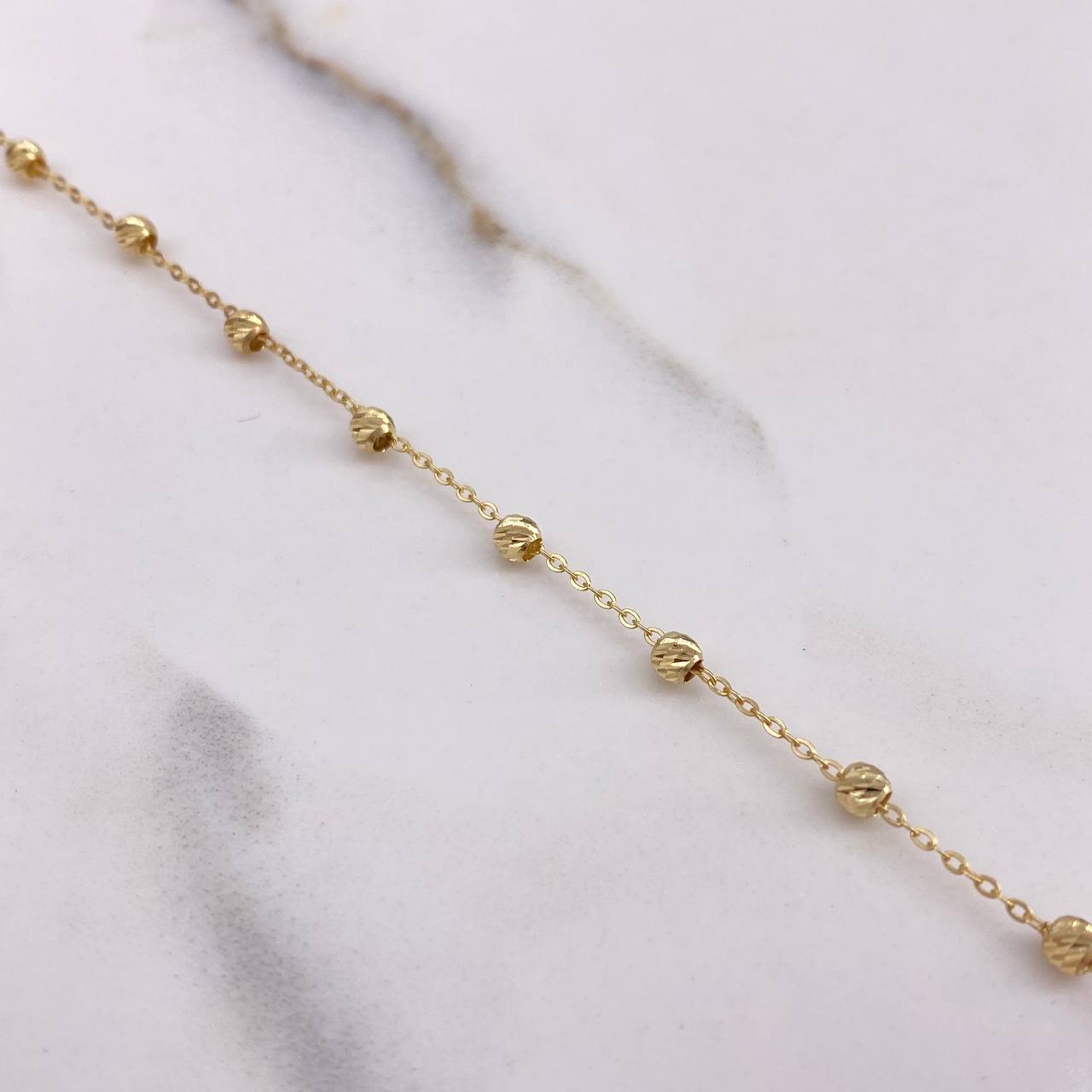 Pulso Militar 1.1gr / 18.5cm / 3mm Bolas Diamantadas Oro Amarillo +3 $