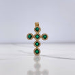 Dije Cruz Tupida 4.2gr / 3.7cm / Circones Verdes Blancos Oro Amarillo &