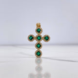 Dije Cruz Tupida 4.2gr / 3.7cm / Circones Verdes Blancos Oro Amarillo &