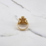 Anillo Rana 8.45gr / T7 1/4 / Circones Verdes Fucsias Oro Amarillo $