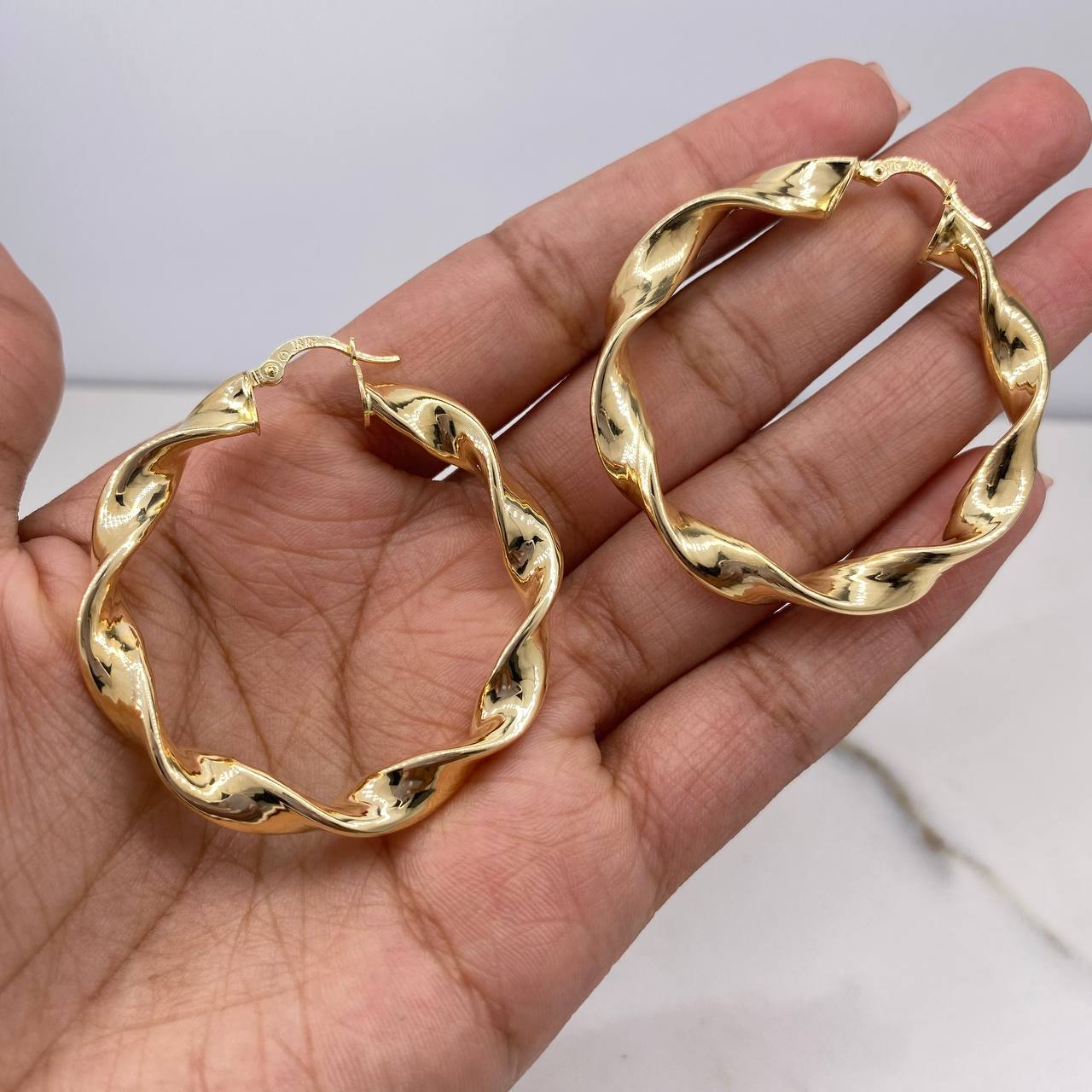 Candongas Amber 8.45gr / 4.5cm / Entorchadas Oro Amarillo (Oferta) &