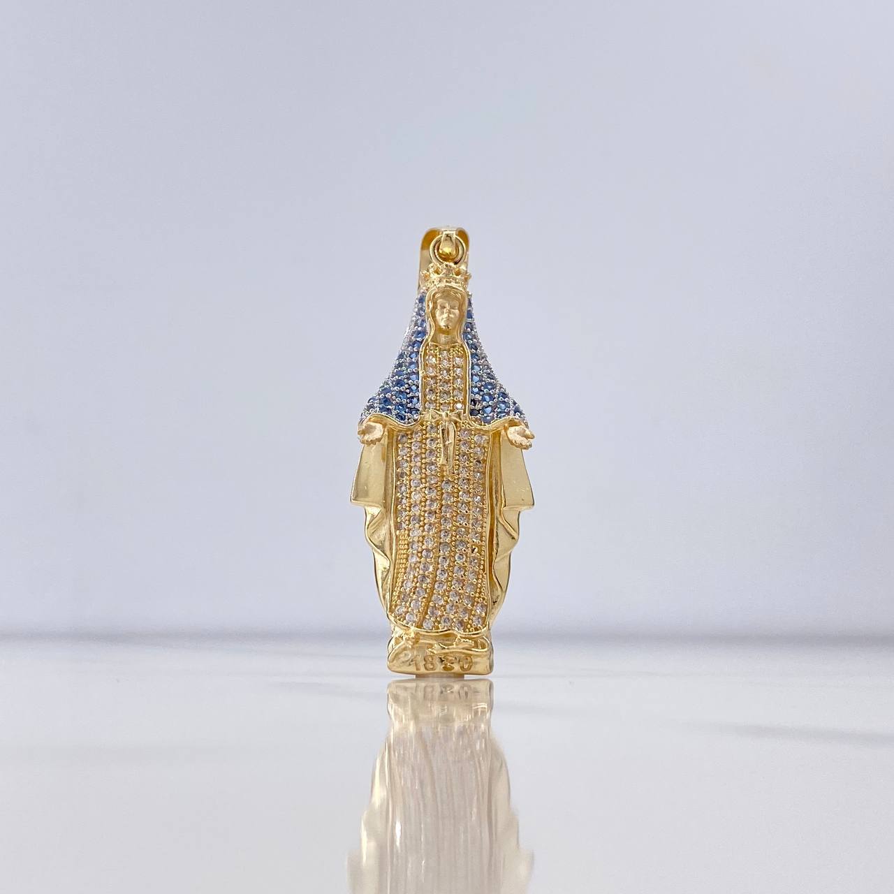 Dije Virgen Milagrosa 7.3gr / 5.2cm / Circones Blancos Azules Dos Oros Amarillo Blanco $