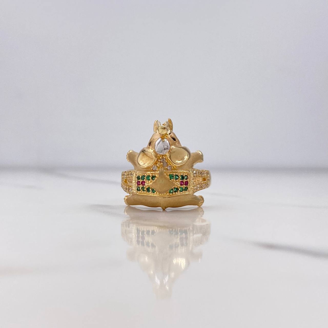 Anillo Elefante 7.55gr / T8 1/4 / Circones Blancos Verdes Fucsias Negros Oro Amarillo $