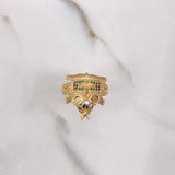 Anillo Elefante 7.55gr / T8 1/4 / Circones Blancos Verdes Fucsias Negros Oro Amarillo $