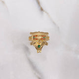 Anillo Elefante 7.55gr / T7 1/2 / Circones Blancos Verdes Naranjas Negros Oro Amarillo &