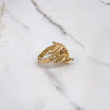 Anillo Elefante 7.55gr / T7 1/2 / Circones Blancos Verdes Naranjas Negros Oro Amarillo &