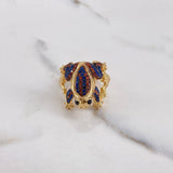 Anillo Rana 8.6gr / T6 1/2 / Circones Azules Naranjas Negros Oro Amarillo $