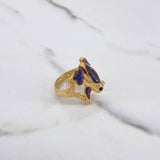 Anillo Rana 8.6gr / T6 1/2 / Circones Azules Naranjas Negros Oro Amarillo $